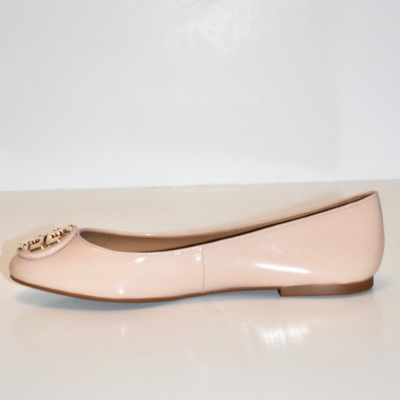 TORY BURCH CLAIRE PATENT LEATHER BALLET FLATS GOAN SAND GOLD - Picture 9 of 11